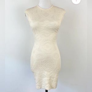 Alexander McQueen Cream Jacquard Knit Fitted Dress Size Small WORN ONCE.